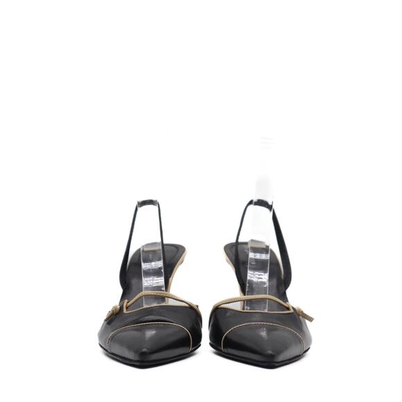 Sergio Rossi Leather Pointed Toe Slingback Pumps Size 37 - Picture 2 of 11